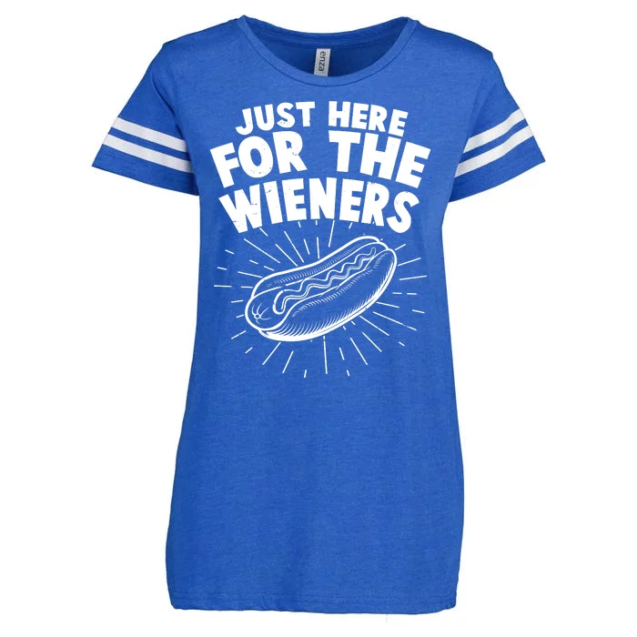 Funny Just Here For The Wieners Hotdog Lover Bbq Enza Ladies Jersey Football T-Shirt