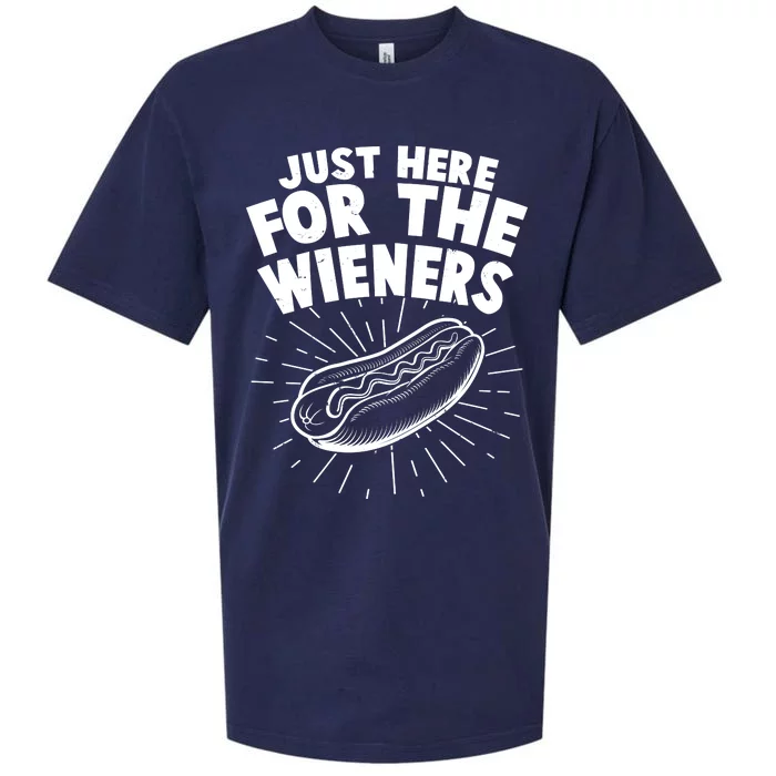 Funny Just Here For The Wieners Hotdog Lover Bbq Sueded Cloud Jersey T-Shirt