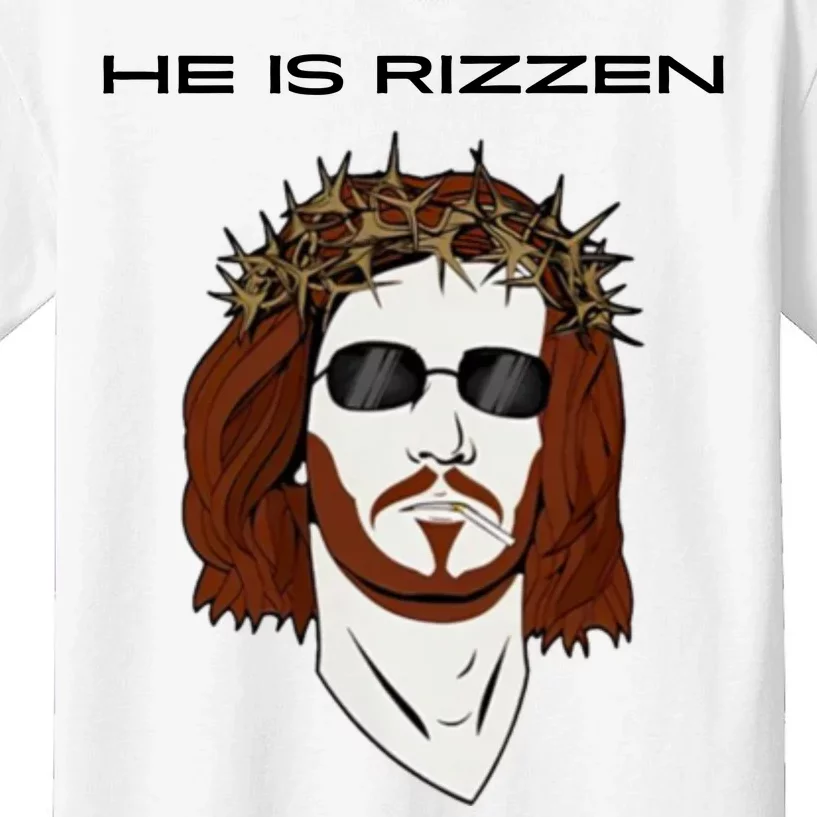 Funny Jesus He Is Rizzen Light Design Kids T-Shirt