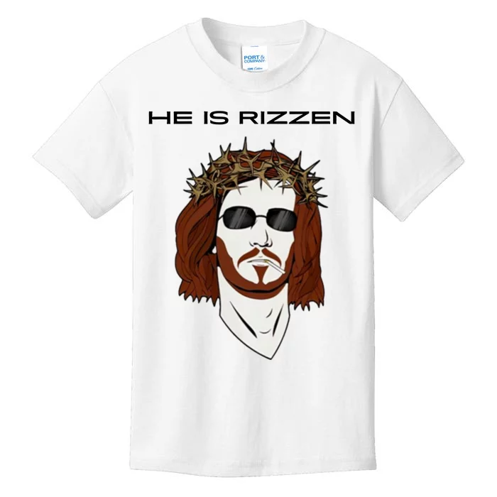 Funny Jesus He Is Rizzen Light Design Kids T-Shirt