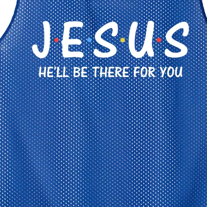 Funny Jesus Hell Be There For You Meaningful Gift Christian Funny Gift Mesh Reversible Basketball Jersey Tank