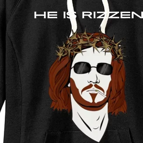 Funny Jesus He Is Rizzen Dark Design Women's Fleece Hoodie