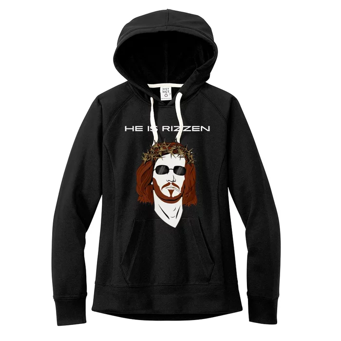 Funny Jesus He Is Rizzen Dark Design Women's Fleece Hoodie