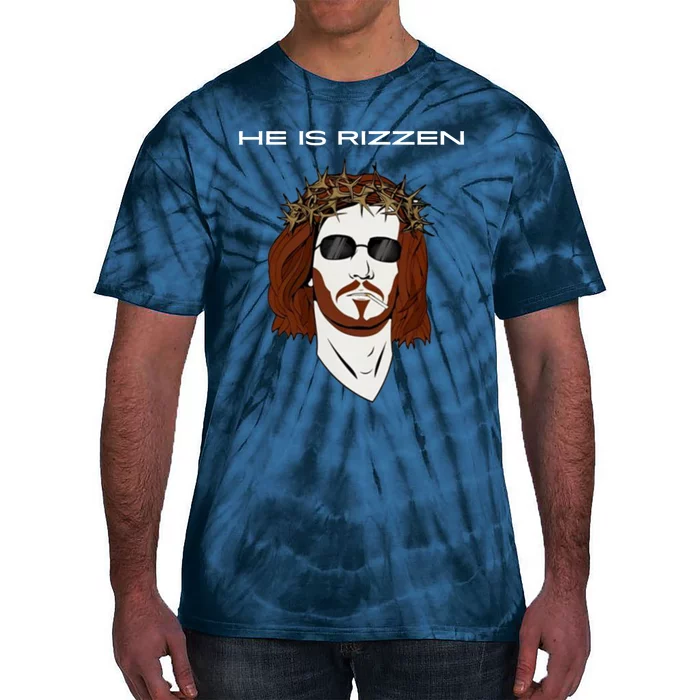 Funny Jesus He Is Rizzen Dark Design Tie-Dye T-Shirt