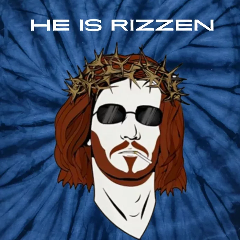 Funny Jesus He Is Rizzen Dark Design Tie-Dye T-Shirt