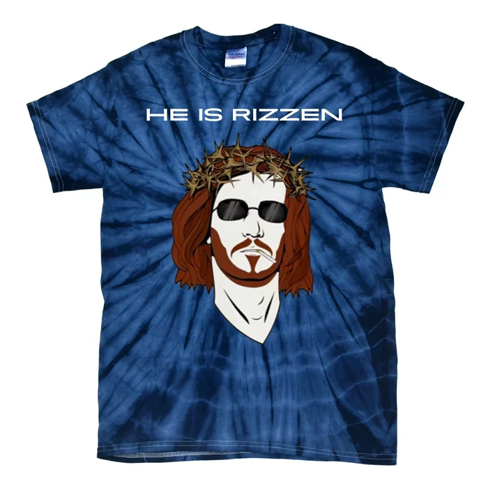 Funny Jesus He Is Rizzen Dark Design Tie-Dye T-Shirt