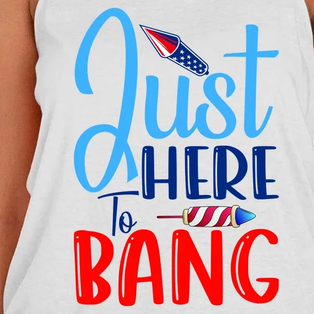 Funny Just Here To Bang Funny 4th Of July USA Merica America Women's Knotted Racerback Tank