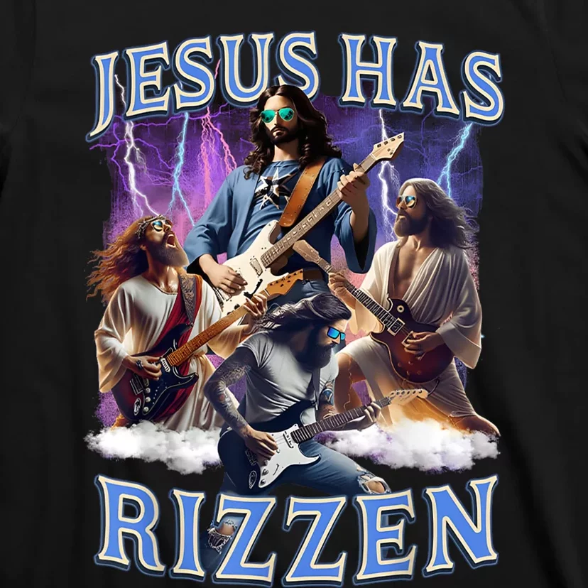 Funny Jesus Has Rizzen Rock Star T-Shirt