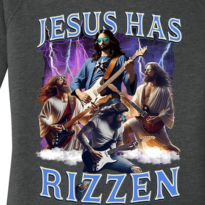 Funny Jesus Has Rizzen Rock Star Women's Perfect Tri Tunic Long Sleeve Shirt