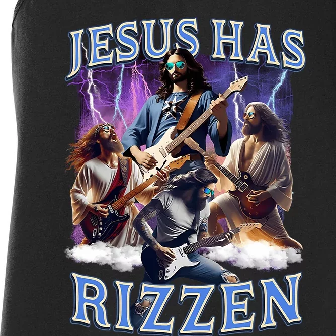 Funny Jesus Has Rizzen Rock Star Women's Racerback Tank