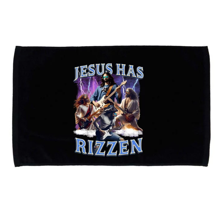 Funny Jesus Has Rizzen Rock Star Microfiber Hand Towel