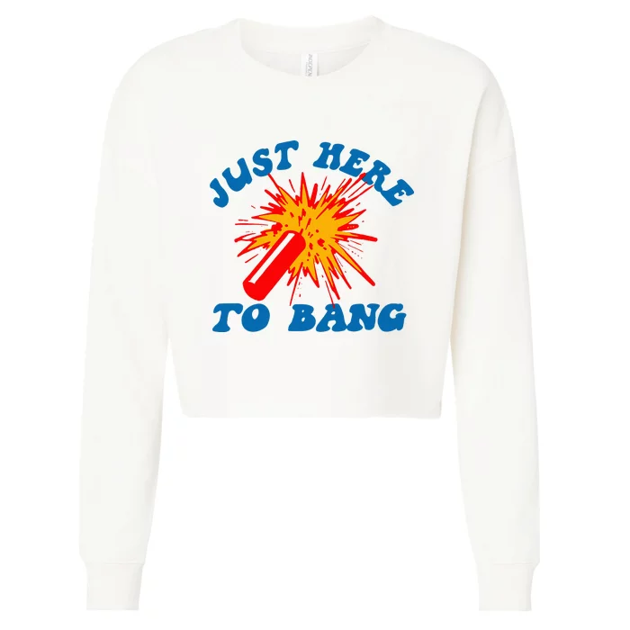 Funny Just Here To Bang Cropped Pullover Crew