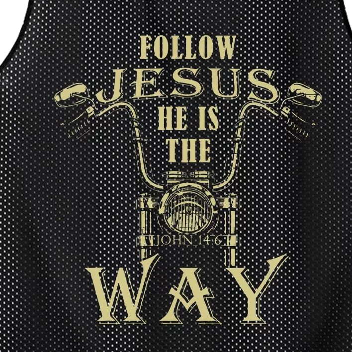 Follow Jesus He Is The Way Christian Motorcycle Gospel Biker Mesh Reversible Basketball Jersey Tank