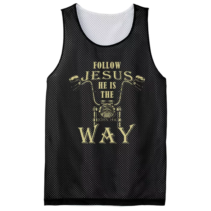 Follow Jesus He Is The Way Christian Motorcycle Gospel Biker Mesh Reversible Basketball Jersey Tank