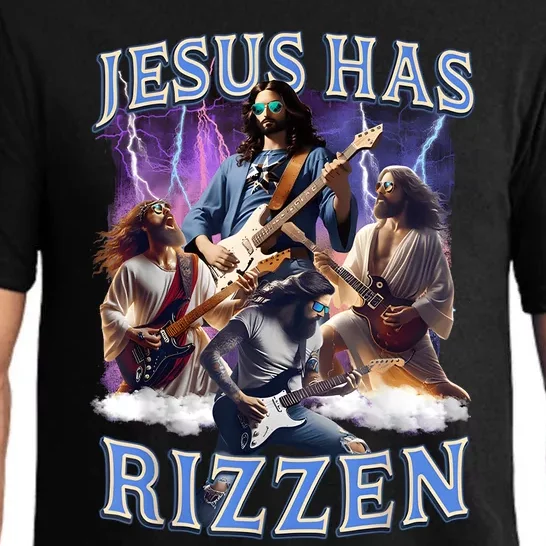 Funny Jesus Has Rizzen Rock Star Pajama Set