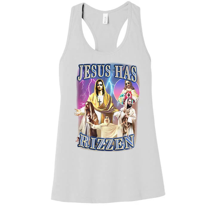 Funny Jesus Has Rizzen Women's Racerback Tank