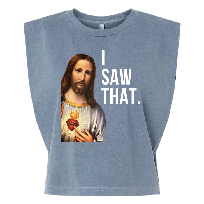 Funny Jesus I Saw That Funny Jesus Funny I Saw That Christmas Meme Religious Garment-Dyed Women's Muscle Tee