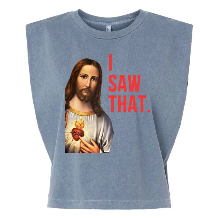 Funny Jesus I Saw That Funny Jesus Funny I Saw That Christmas Religious Meme Garment-Dyed Women's Muscle Tee