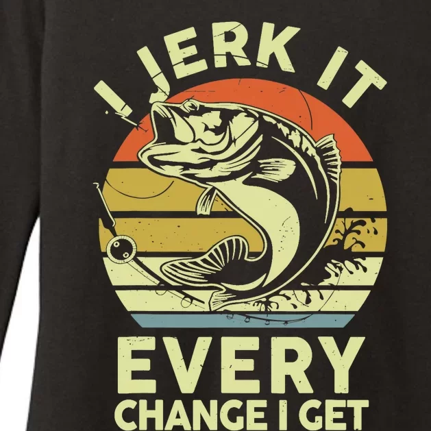 Fishingshirt Jerk It Every Chance I Get Bass Fish Funny Dad Womens CVC Long Sleeve Shirt