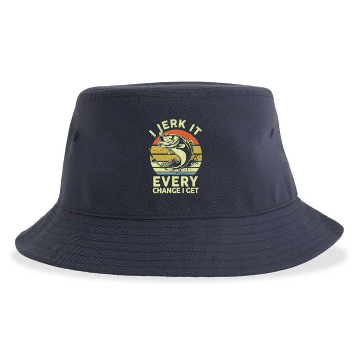 Fishingshirt Jerk It Every Chance I Get Bass Fish Funny Dad Sustainable Bucket Hat