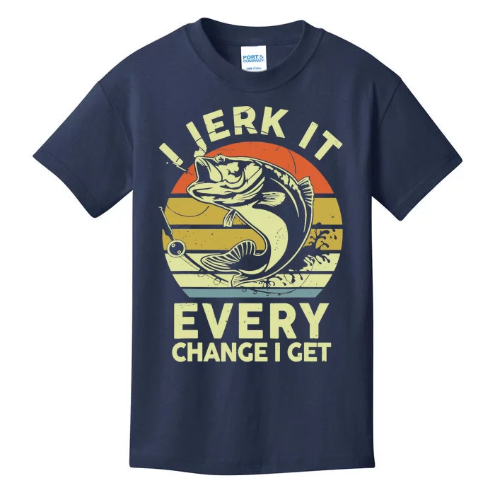 Fishingshirt Jerk It Every Chance I Get Bass Fish Funny Dad Kids T-Shirt