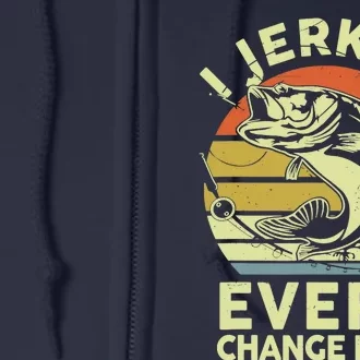 Fishingshirt Jerk It Every Chance I Get Bass Fish Funny Dad Full Zip Hoodie