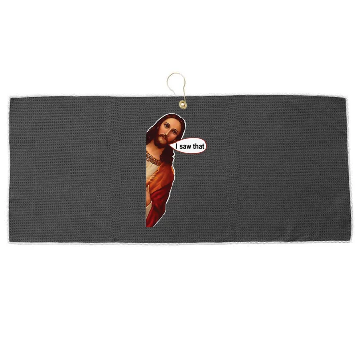 funny Jesus I saw that cute christian faith Large Microfiber Waffle Golf Towel