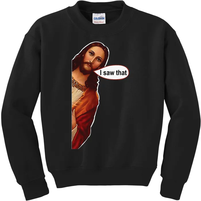 funny Jesus I saw that cute christian faith Kids Sweatshirt