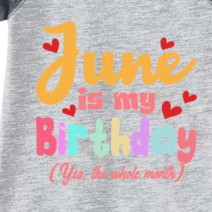 Funny June Is My Birthday Yes The Whole Month June Birthday Infant Baby Jersey Bodysuit