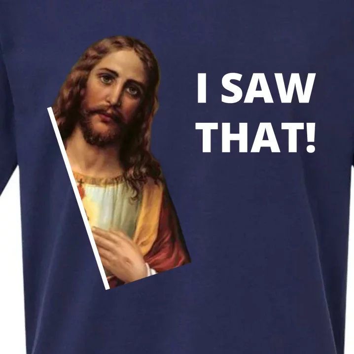 Funny Jesus I Saw That Meme Design Sueded Cloud Jersey T-Shirt