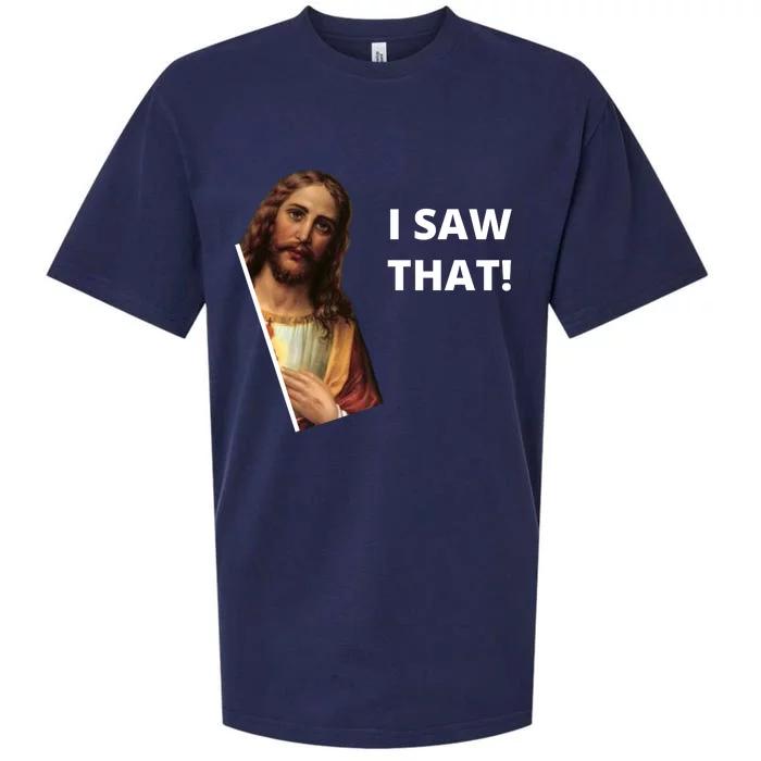 Funny Jesus I Saw That Meme Design Sueded Cloud Jersey T-Shirt