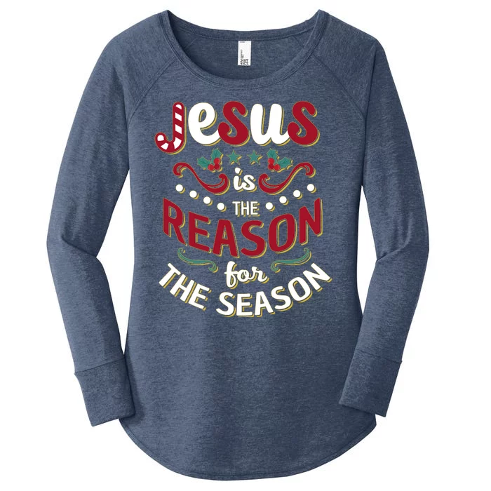 Festive Jesus Is The Reason For The Season Women's Perfect Tri Tunic Long Sleeve Shirt