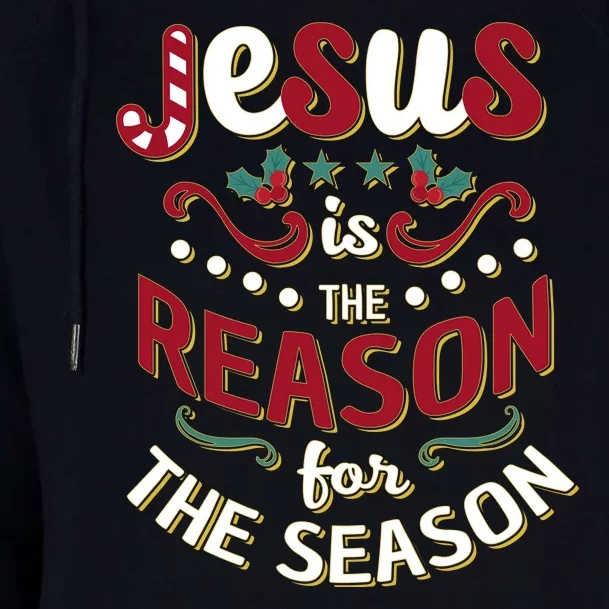 Festive Jesus Is The Reason For The Season Womens Funnel Neck Pullover Hood