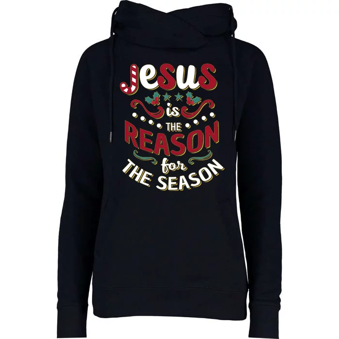 Festive Jesus Is The Reason For The Season Womens Funnel Neck Pullover Hood