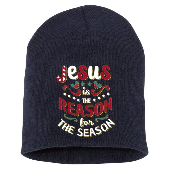 Festive Jesus Is The Reason For The Season Short Acrylic Beanie