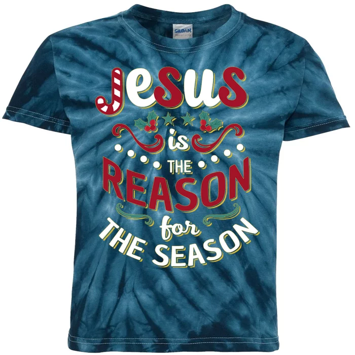 Festive Jesus Is The Reason For The Season Kids Tie-Dye T-Shirt