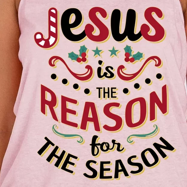 Festive Jesus Is The Reason For The Season Women's Knotted Racerback Tank