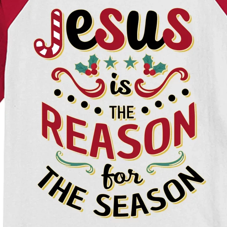 Festive Jesus Is The Reason For The Season Kids Colorblock Raglan Jersey