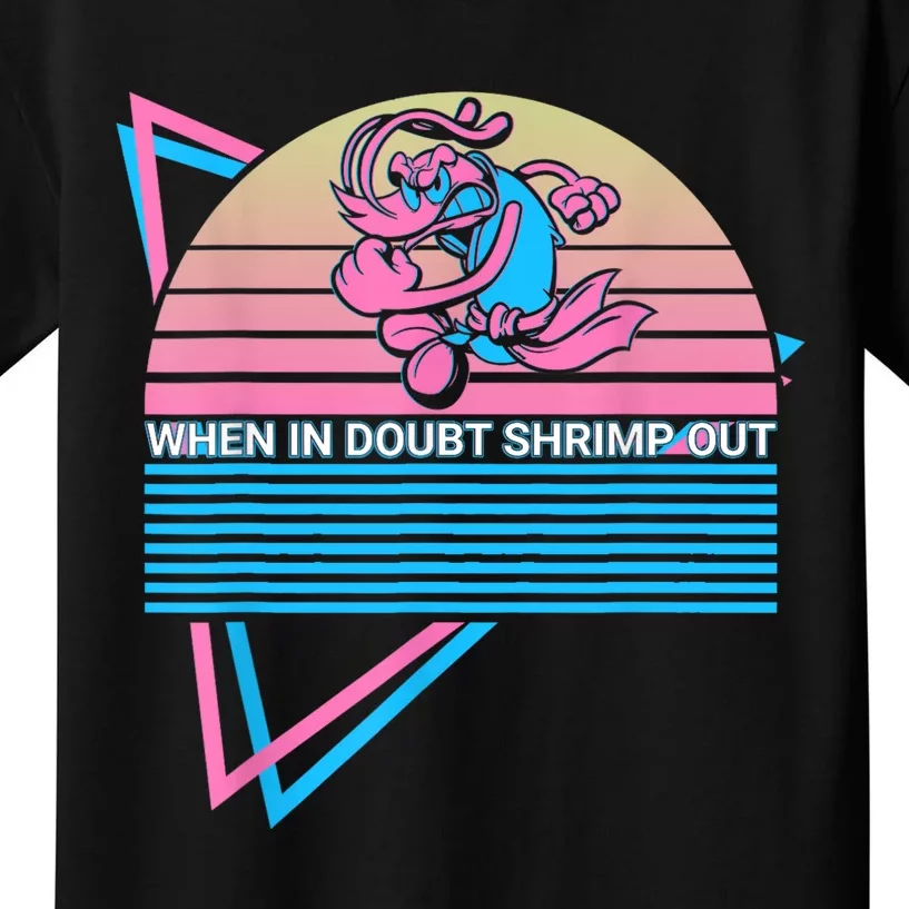 Funny Jiu Jitsu BJJ Retro When In Doubt Shrimp Out Kids T-Shirt