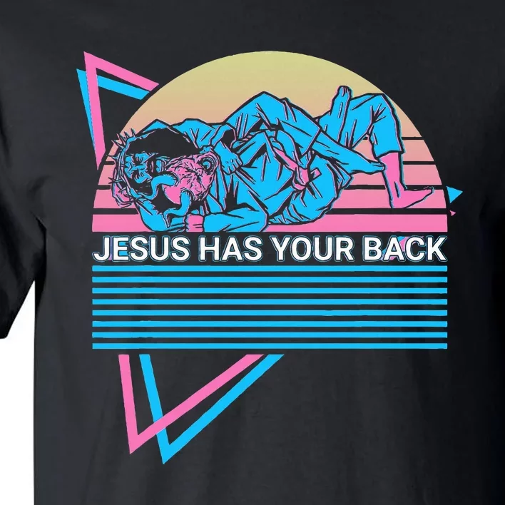 Funny Jiu Jitsu Bjj Retro Jesus Has Your Back Tall T-Shirt