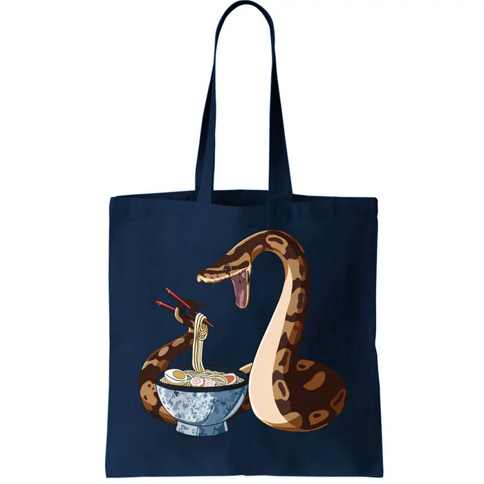 Funny Japanese Kawaii Ramen Snake Ball Python Tote Bag