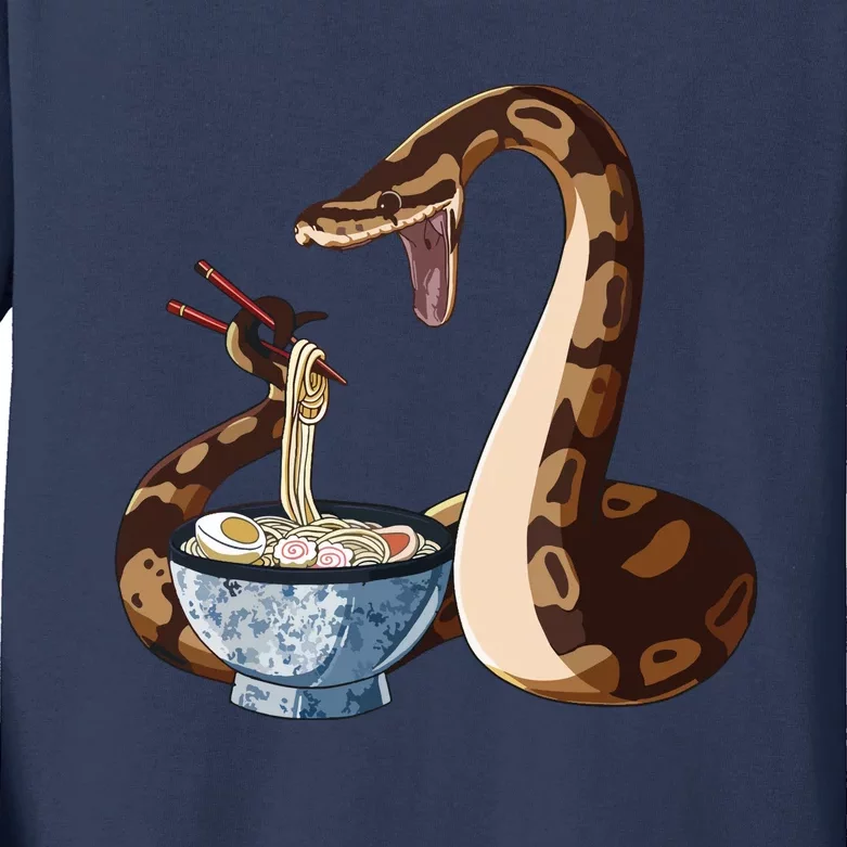 Funny Japanese Kawaii Ramen Snake Ball Python Kids Long Sleeve Shirt