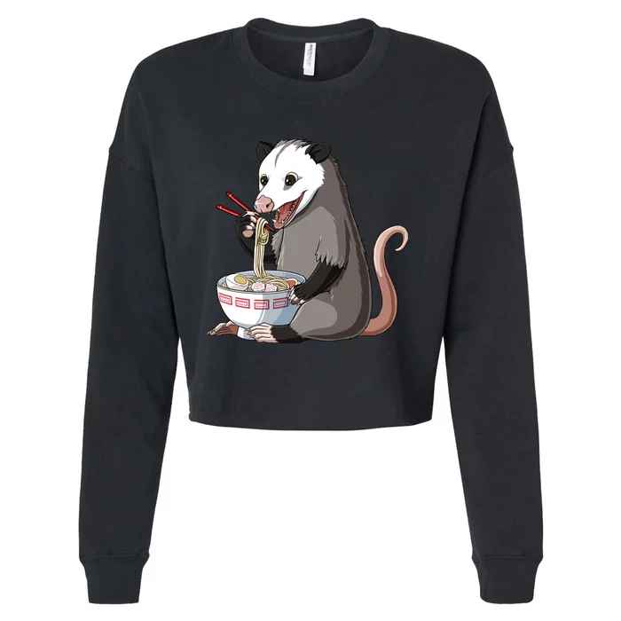 Funny Japanese Kawaii Ra Opossum Cropped Pullover Crew