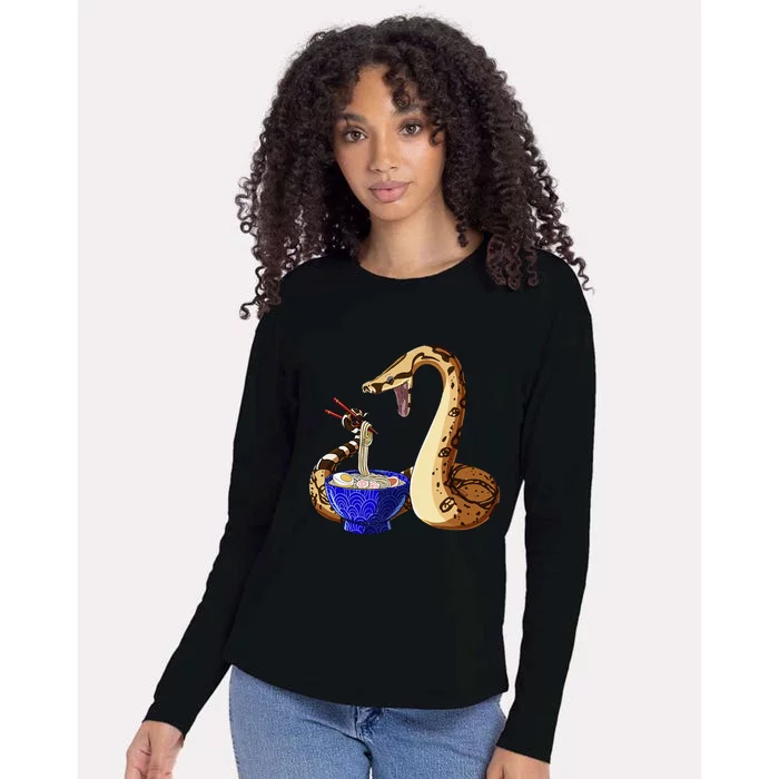 Funny Japanese Kawaii Ra Noodles Snake Boa Constrictor Womens Cotton Relaxed Long Sleeve T-Shirt