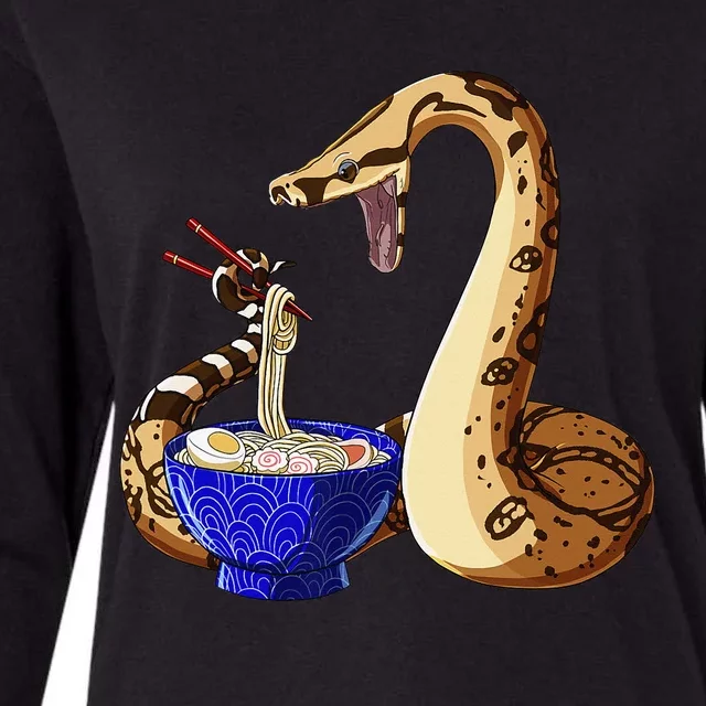 Funny Japanese Kawaii Ra Noodles Snake Boa Constrictor Womens Cotton Relaxed Long Sleeve T-Shirt