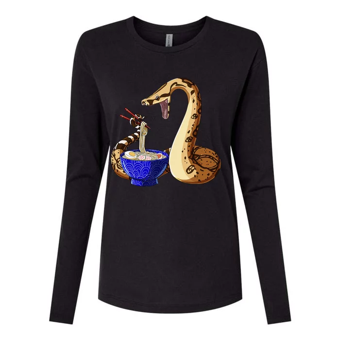 Funny Japanese Kawaii Ra Noodles Snake Boa Constrictor Womens Cotton Relaxed Long Sleeve T-Shirt