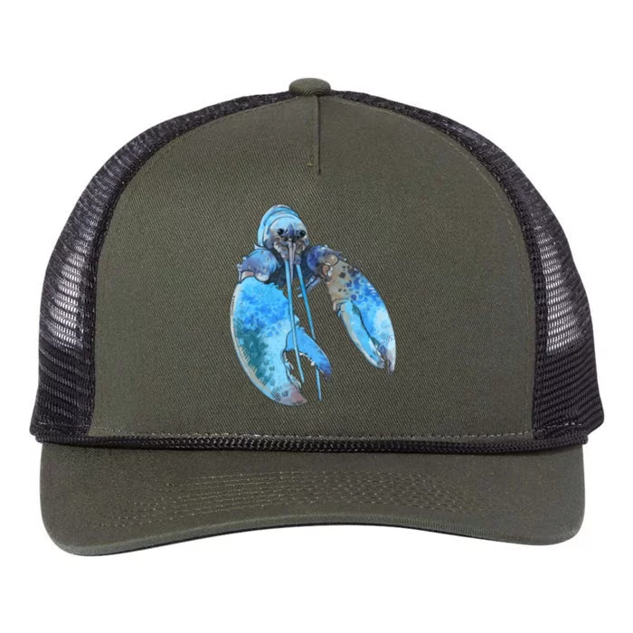 Funny Jumpscare Lobster Meme Blue Crustacean Retro Rope Trucker Hat Cap