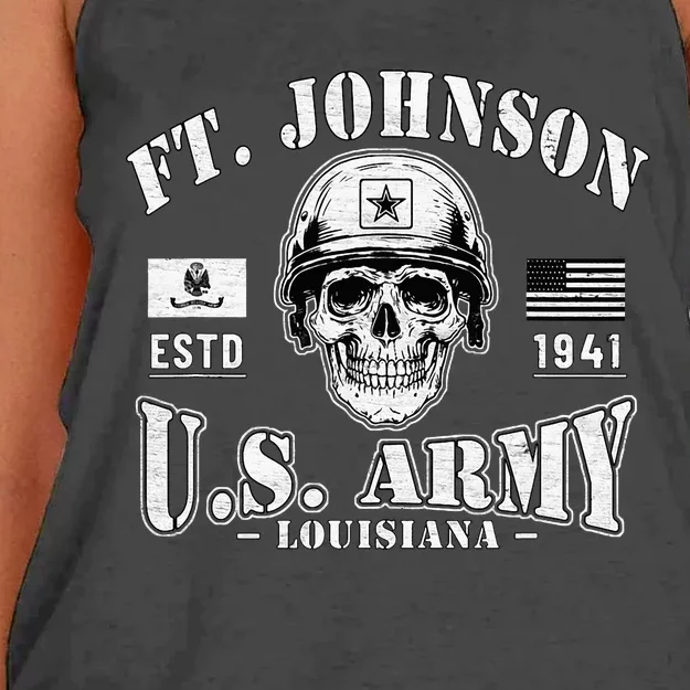 Fort Johnson Louisiana La Ft Polk Tigerland Military Base Women's Knotted Racerback Tank