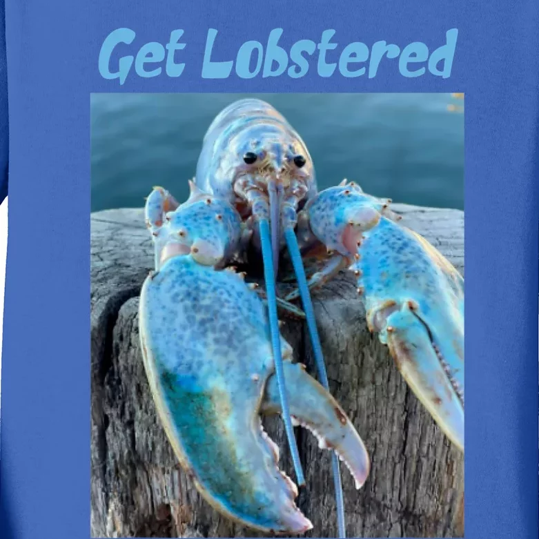 Funny Jumpscare Lobster Meme Blue Crustacean Kids Long Sleeve Shirt