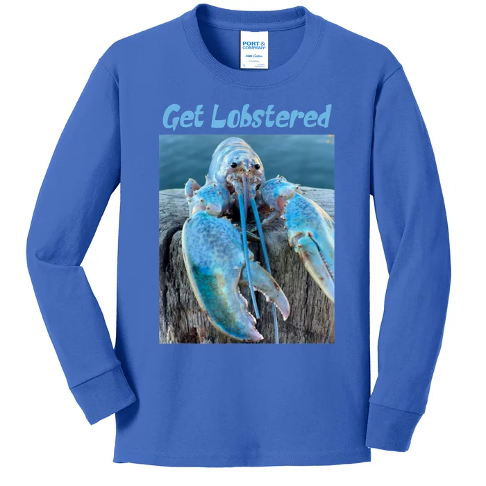 Funny Jumpscare Lobster Meme Blue Crustacean Kids Long Sleeve Shirt